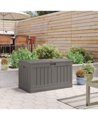 50 Gallon Plastic Deck Box with Molded Lockable Feature for Home, Gray