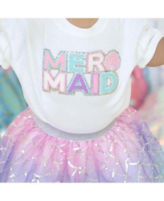 Baby Girls Mermaid Patch Short Sleeve Romper
