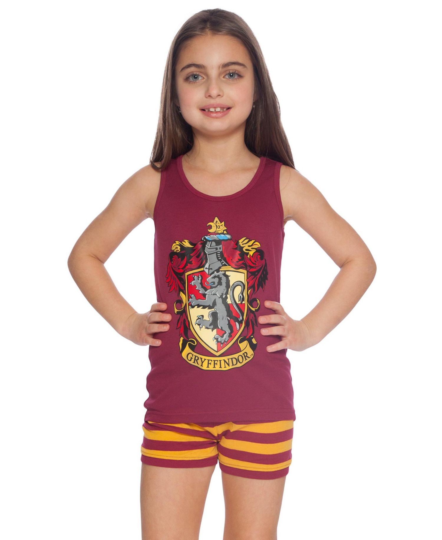 Big Girls Gryffindor House Crest 2 Piece Cotton Tank Top Pajama Short Set