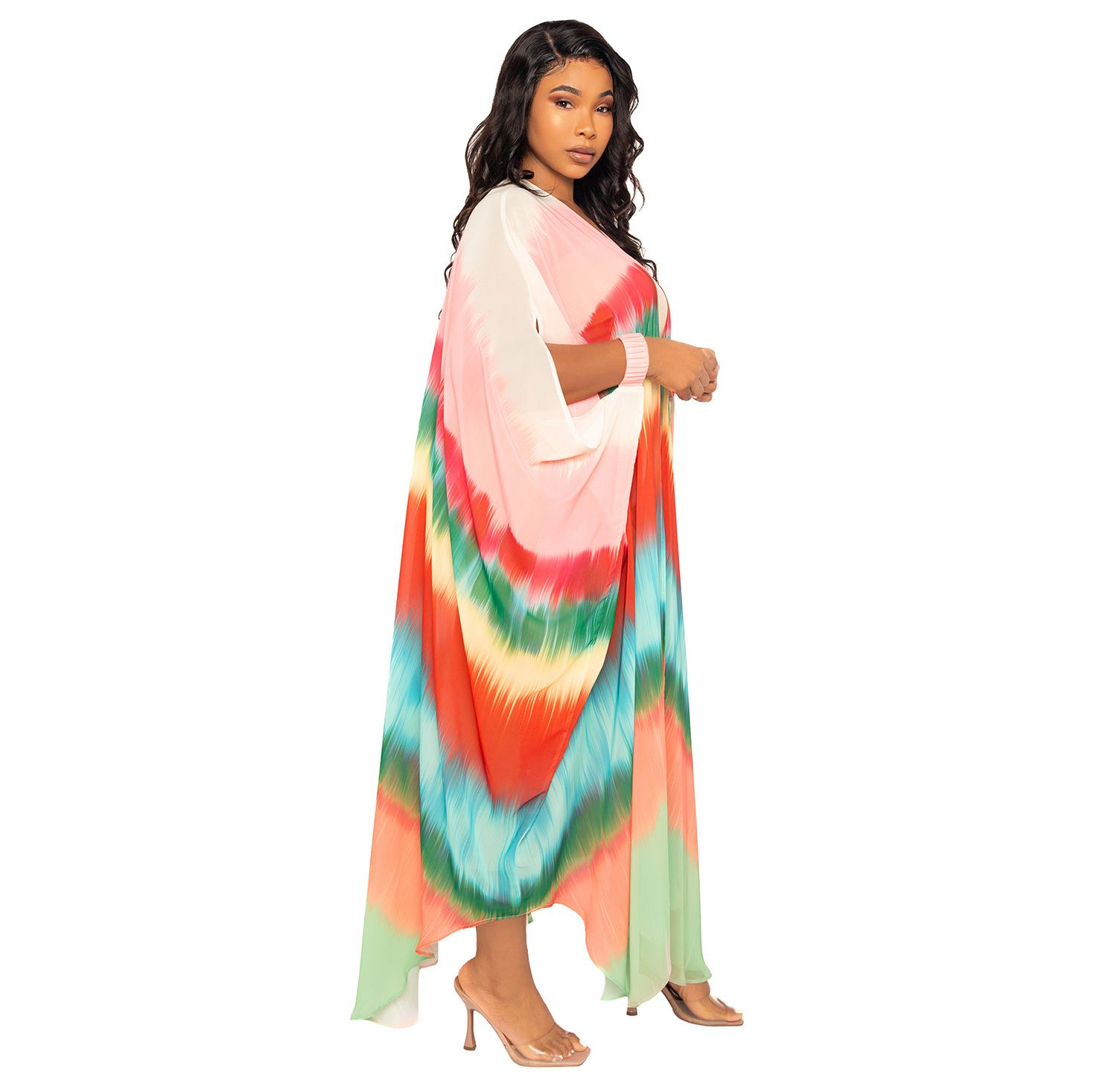 Women's Ombre Stripe Robe with Wrist Band