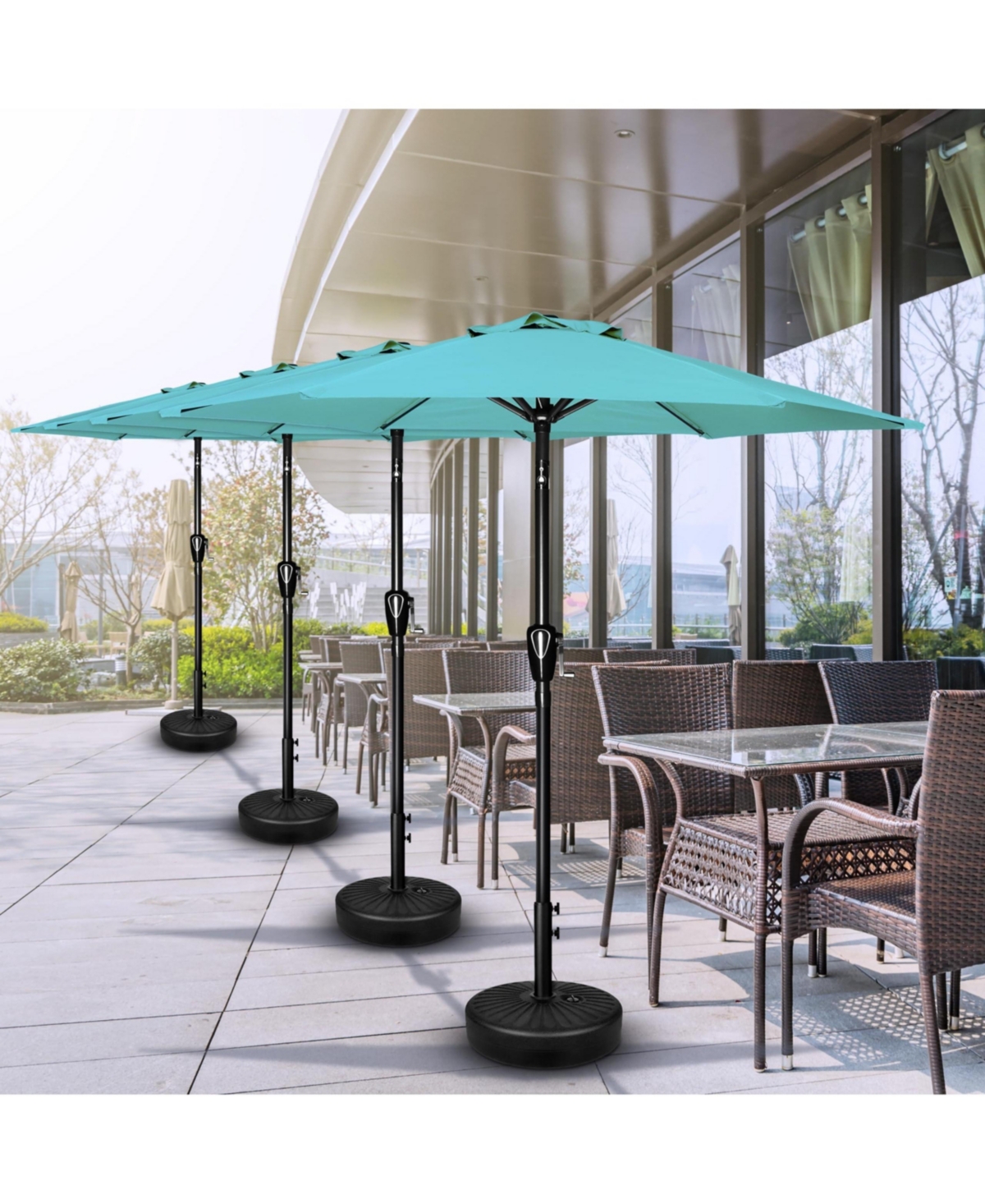 Flynama One 7.5ft Patio Outdoor Table Market Yard Umbrella with Push Button Tilt/Crank, 6 Sturdy Ribs for Garden, Deck, Backyard, Pool