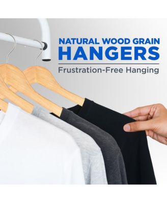 30 Pcs. of Solid Wooden Hangers for Clothes - Heavy Duty Suit Hanger Set with Chrome 360&amp;#xB0; Swivel Hook Hangers (Natural Color)