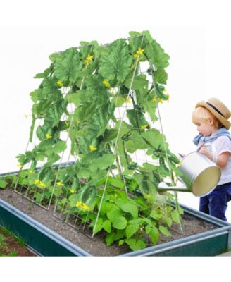 Foldable A-Frame Metal Garden Trellis for Climbing Plants Cucumbers and Vegetables