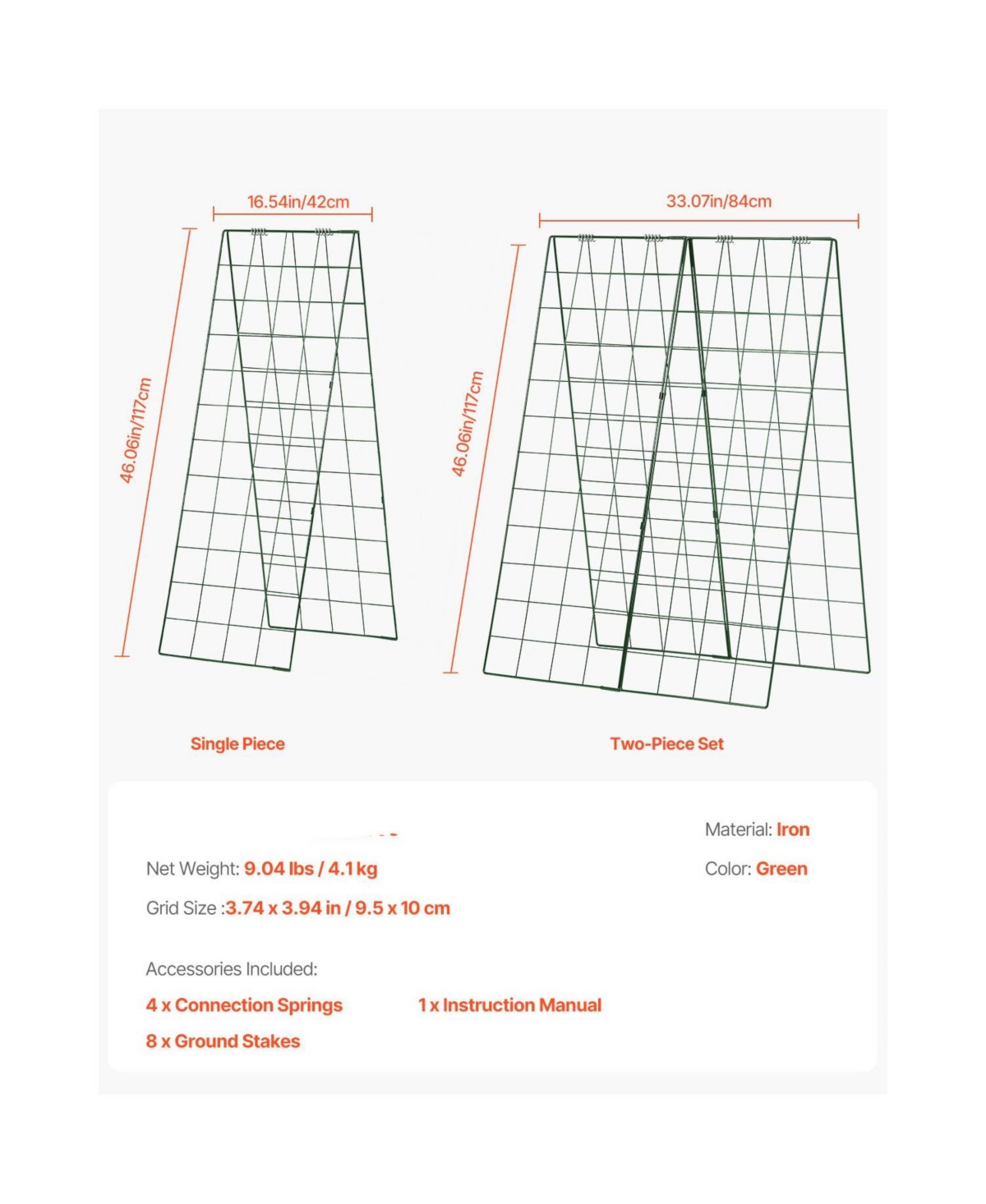 Slickblue Foldable A-Frame Metal Garden Trellis for Climbing Plants Cucumbers and Vegetables