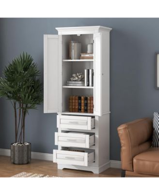 70"H Tall Storage Cabinet with 3 Drawers for Bathroom or Office Use