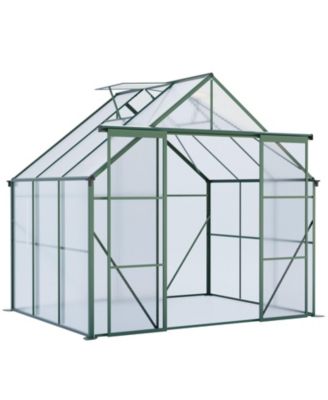 8x6FT Double Door Polycarbonate Greenhouse with Base Anchoring