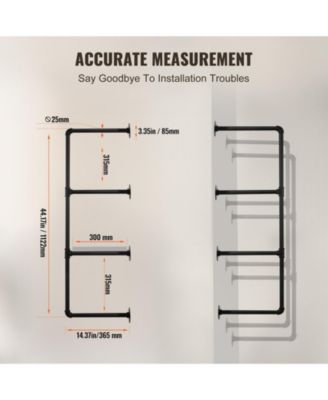 4 Tier Industrial Pipe Wall-Mount Shelf Frame 3PCS Without Planks for Custom Storage