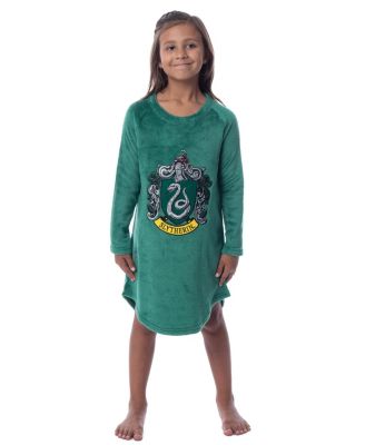 Girls Hogwarts Houses Crest Long-Sleeve Fleece Pajama Nightgown - All Houses