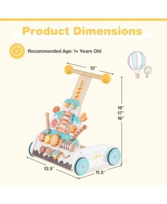 Wooden Baby Walker Ice Cream Cart Toy with Sweet Accessories & Smooth Wheels