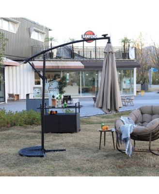 Flynama 10ft Solar LED Offset Hanging Market Patio Umbrella