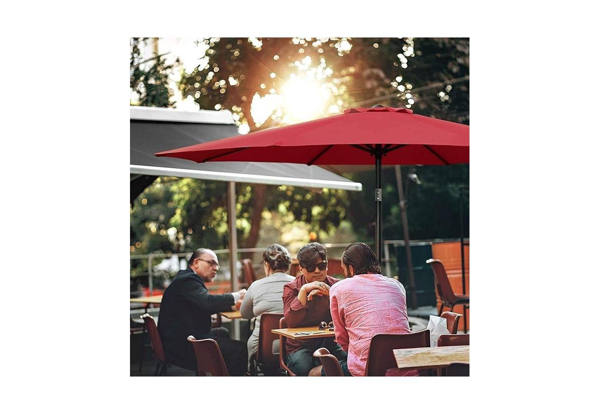 Flynama One 9' Patio Umbrella Outdoor Table Market Yard Umbrella with Push Button Tilt/Crank