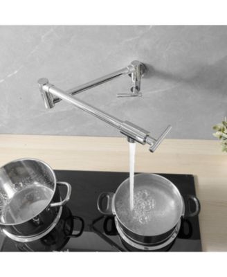 Wall Mount Double-Handle Dual Joint Swing Arm Pot Filler Faucet