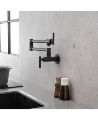 Greenspring Wall Mount Double-Handle Dual Joint Swing Arm Pot Filler Faucet