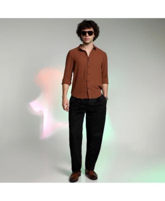 Men's Sienna Brown Woven-Lined Shirt