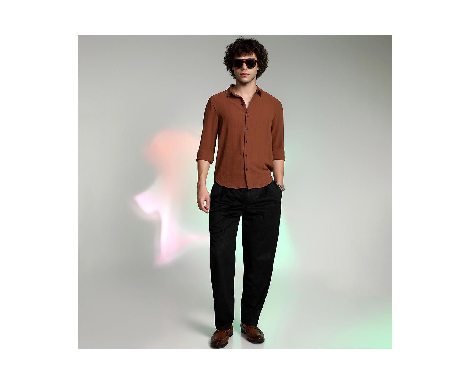 Men's Sienna Brown Woven-Lined Shirt