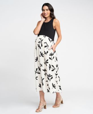 Seraphine - Women's Maternity Mixed Media Midi Dress