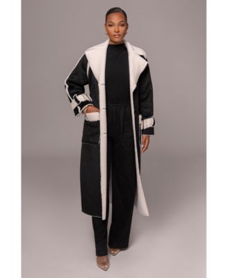 Women's Suede And Sherpa Reversible Coat
