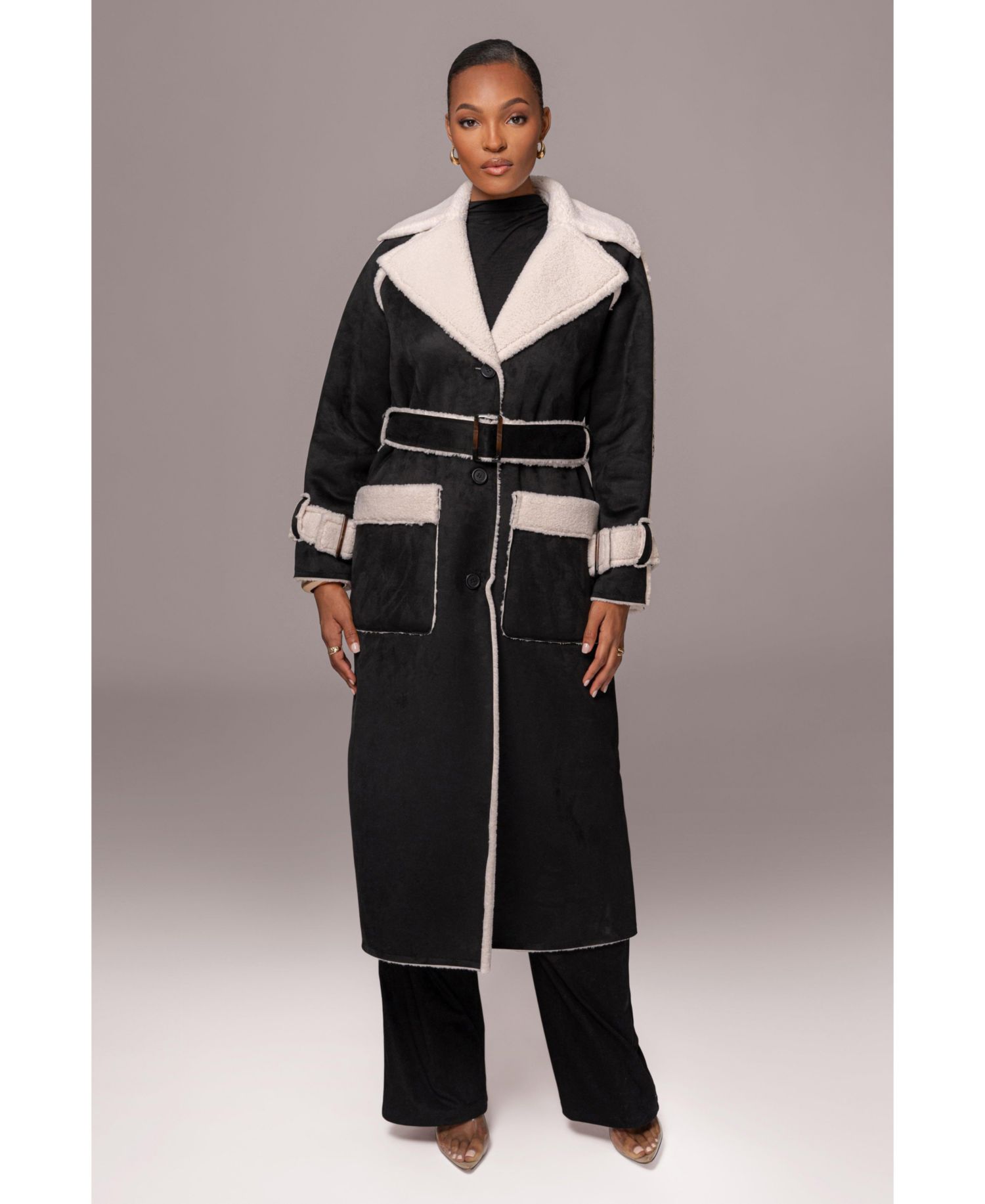 Women's Suede And Sherpa Reversible Coat