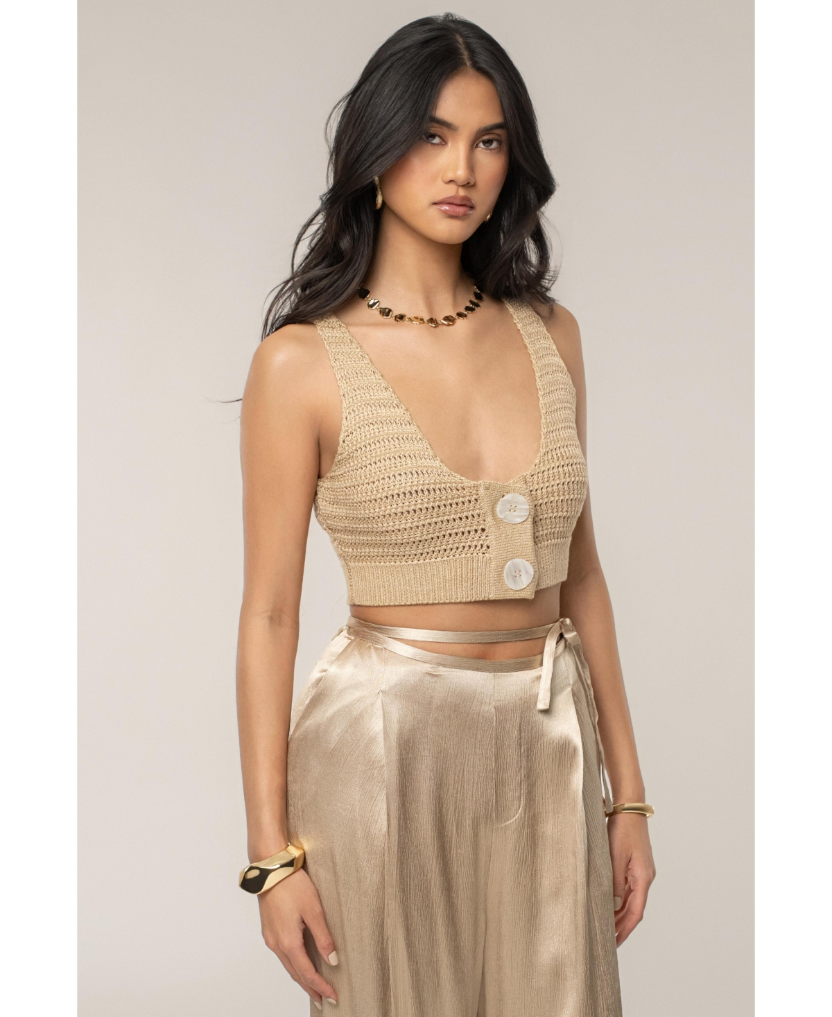 Women's Salmah Crochet Top - Beige