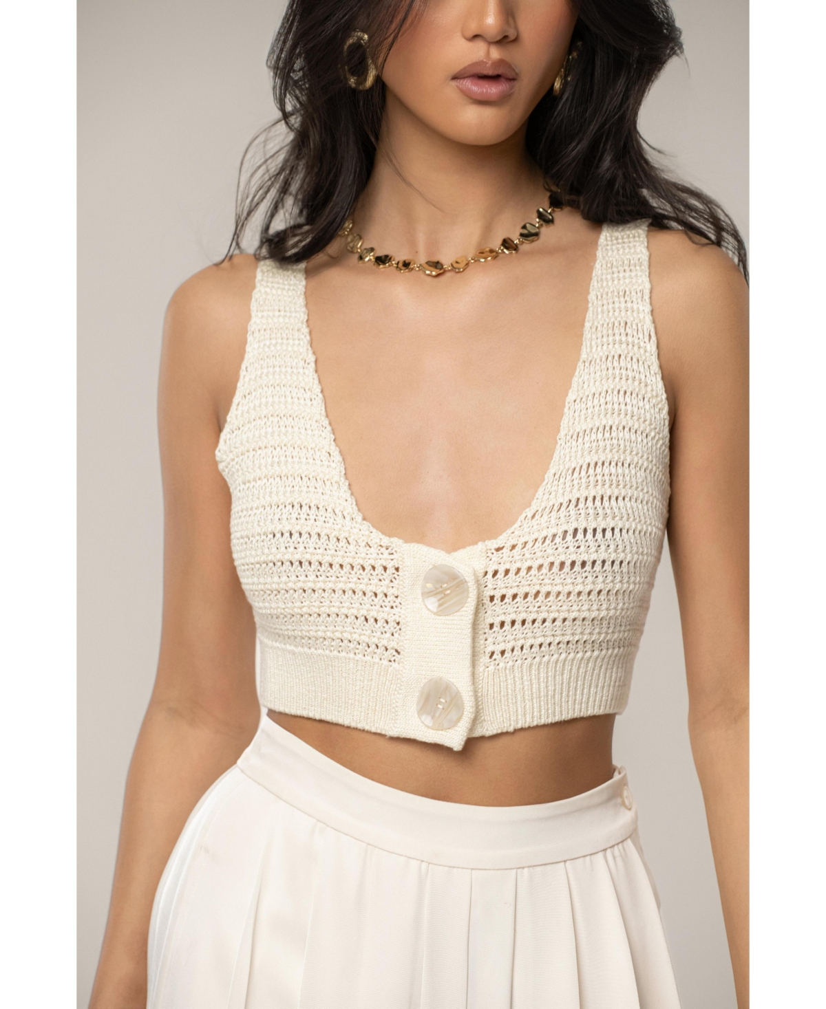 Women's Salmah Crochet Top - Beige