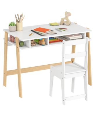 Qaba 2-Piece MDF Ergonomic Storage Study Set – Kids Desk and Chair - Macy's