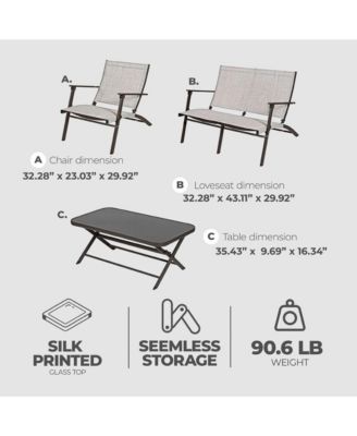 Novara 4 Piece Steel Folding Outdoor Conversation Set