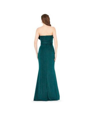 Women's Shimmer Jersey Ruched Strapless Gown