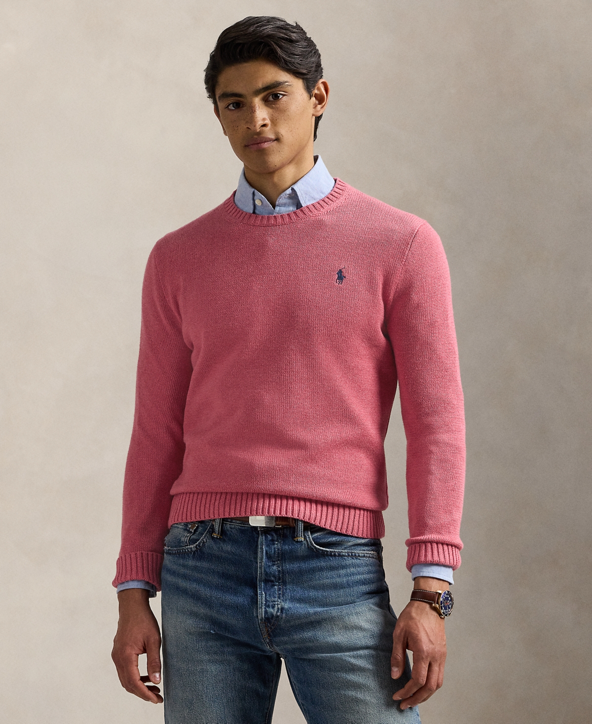 Polo Ralph Lauren Men's Cotton Crewneck Sweater In Pink