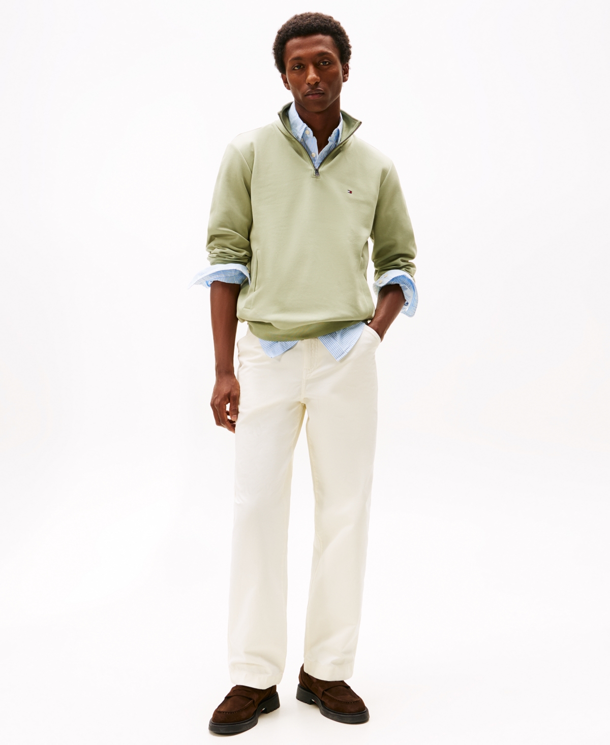 Tommy Hilfiger Men's Essential Intechno Knit Regular-fit 1/4-zip Sweatshirt In Green