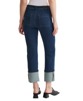 Petite Porkchop Pocket Wide Cuff Jeans
