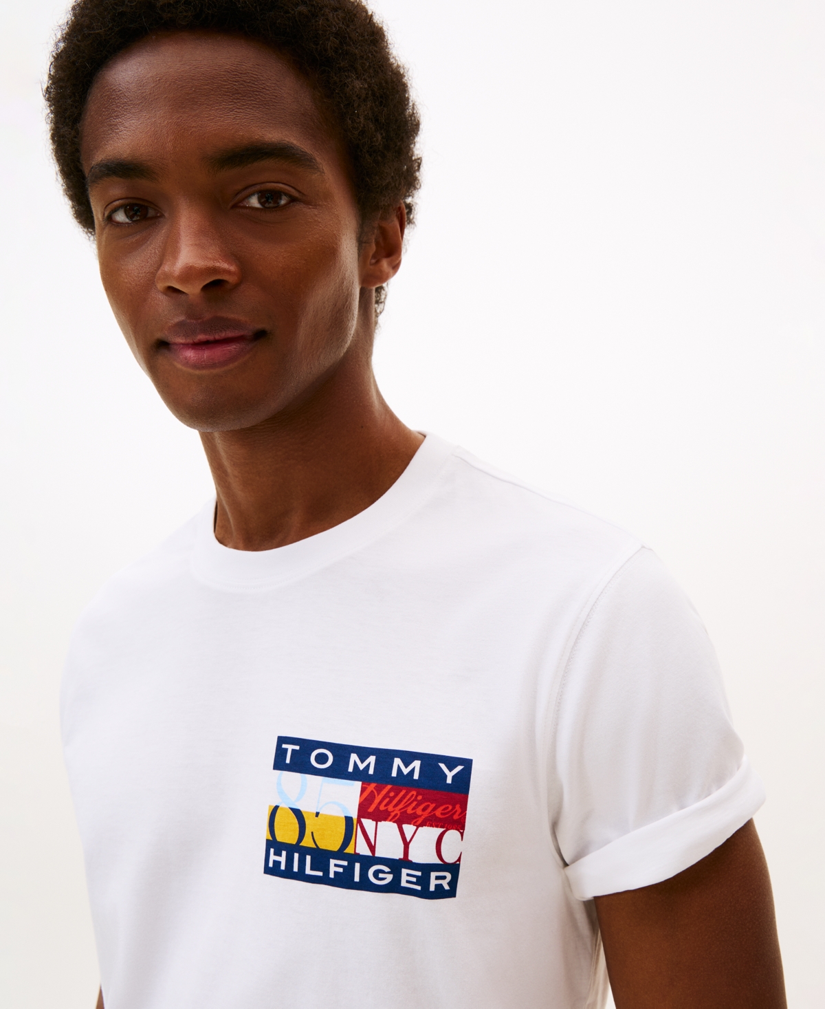Tommy Hilfiger Men's Color Flag Graphic T-shirt In White