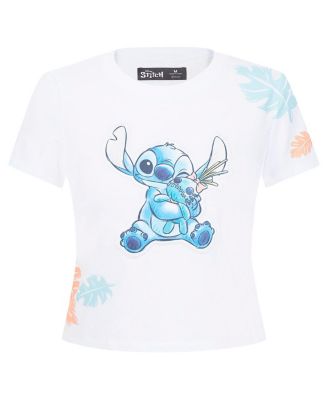 Women's White Lilo and Stitch Hold On Tight Baby Doll T-Shirt