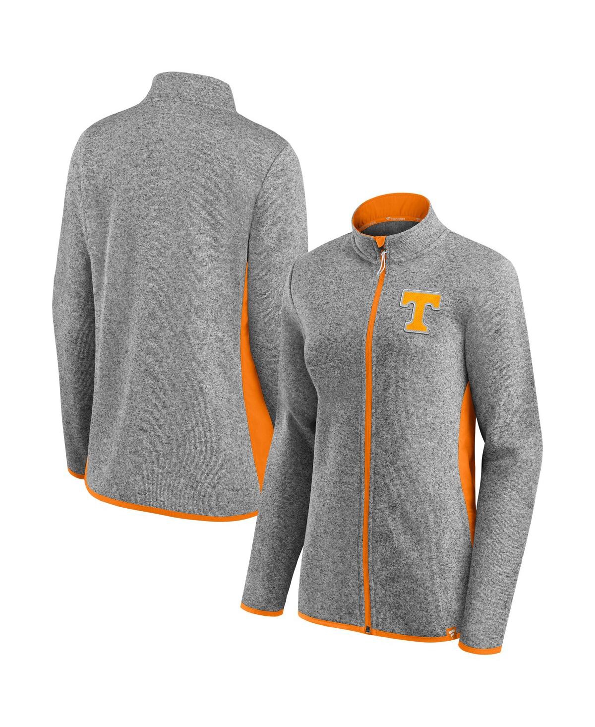 Women's Heather Gray Tennessee Volunteers Block Party Fleece Full-Zip Sweater - Heather Gray