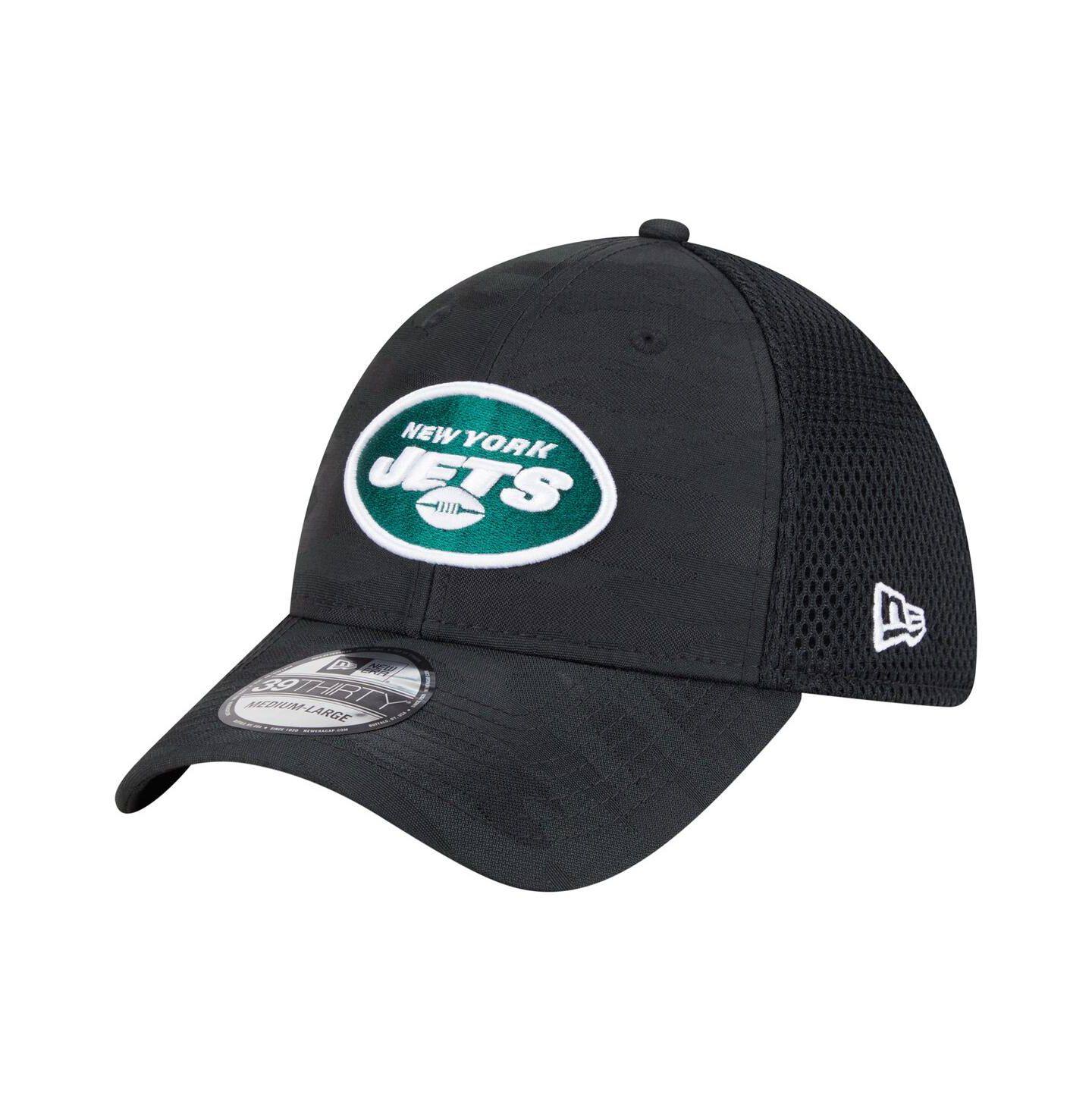 Мужская кепка New Era Black New York Jets Active Camo 39THIRTY Flex Hat — фото 1