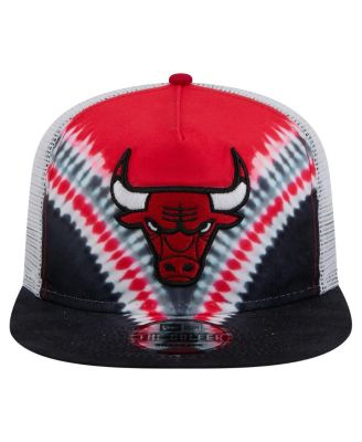 Men's Black/Red Chicago Bulls Throwback Dye Golfer Snapback Hat