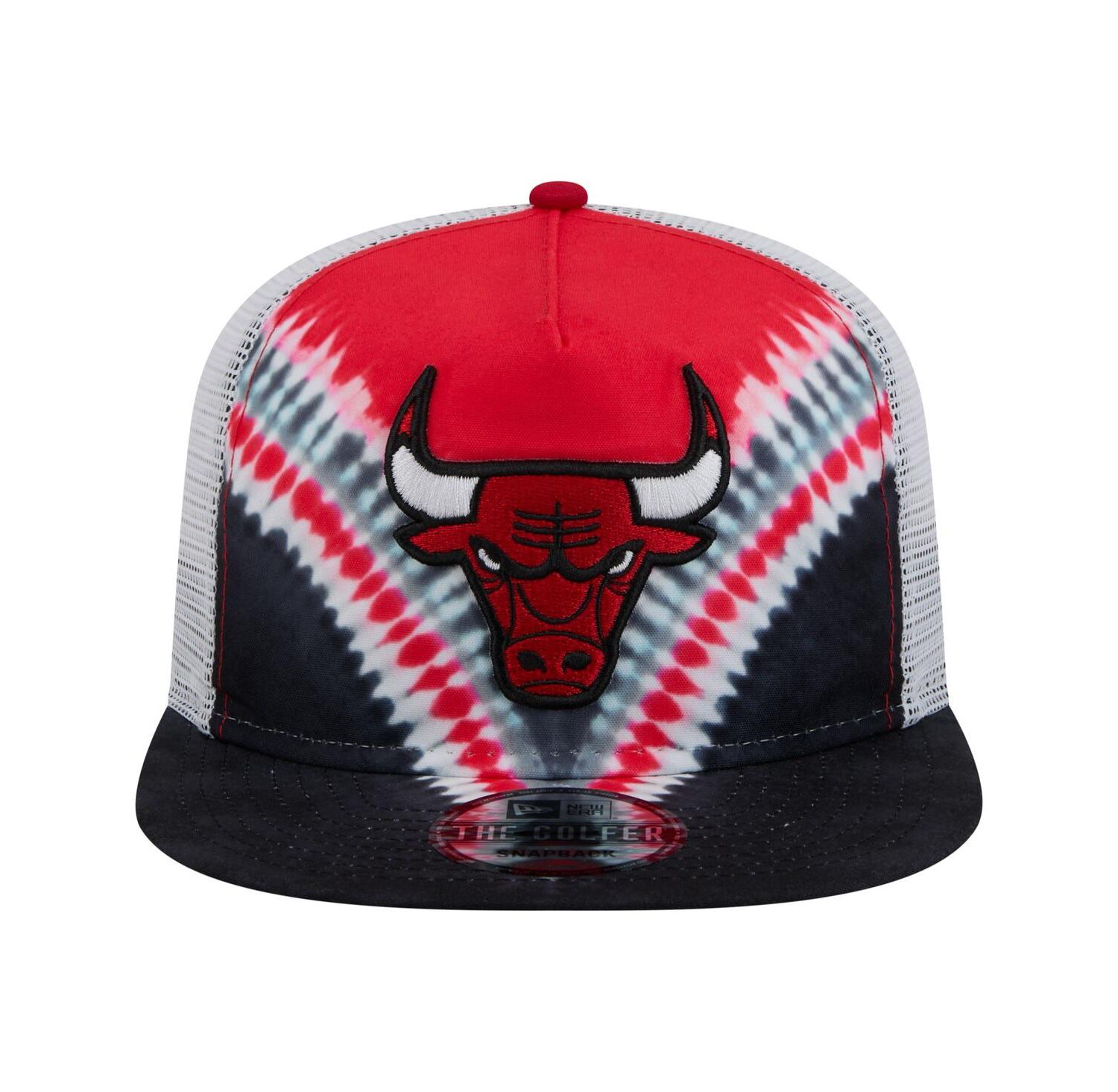Men's Black/Red Chicago Bulls Throwback Dye Golfer Snapback Hat