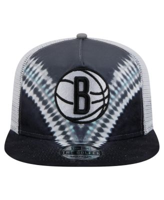 Men's Black/Gray Brooklyn Nets Throwback Dye Golfer Snapback Hat