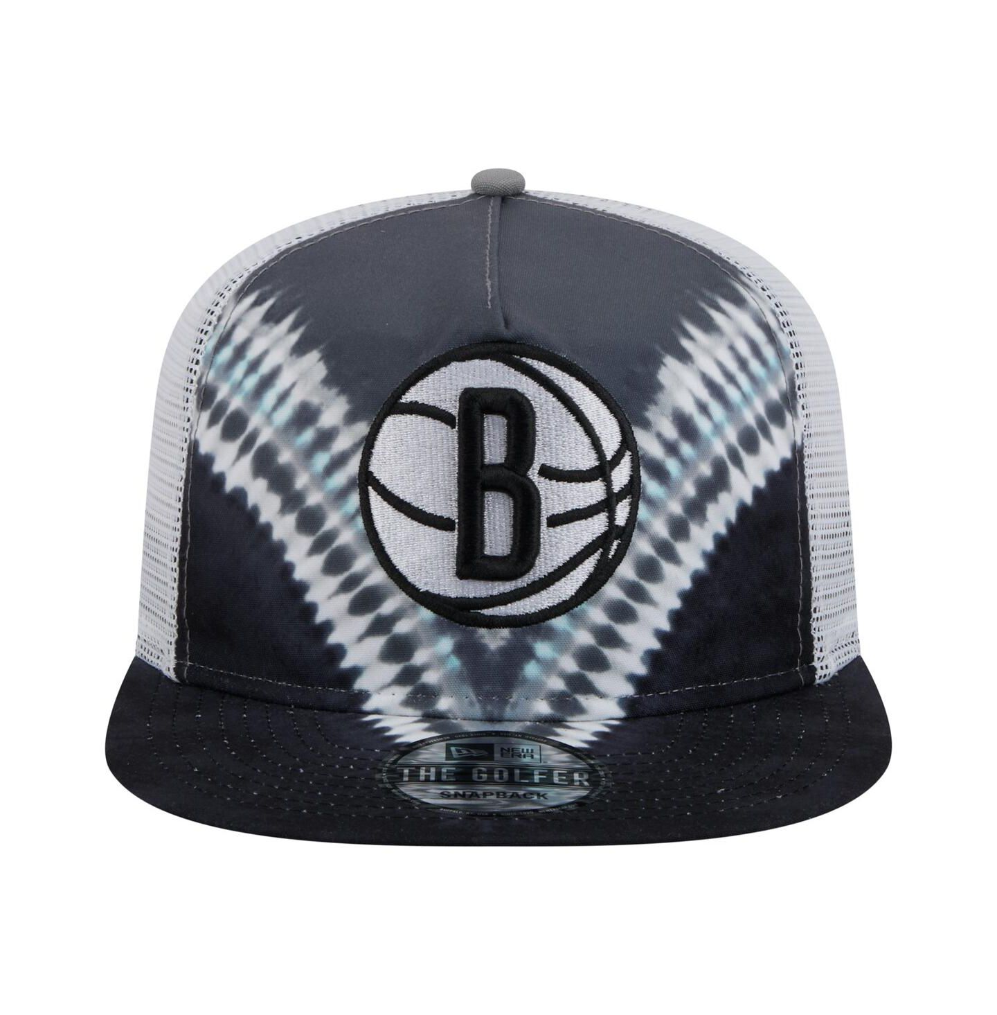 Мужская кепка New Era Black/Gray Brooklyn Nets Throwback Dye Golfer Snapback Hat — фото 2