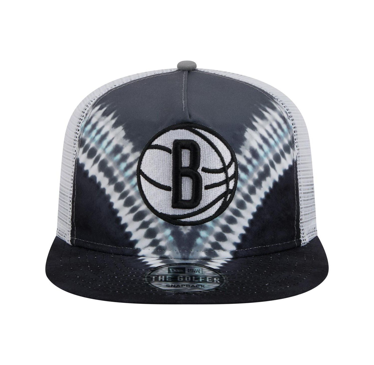 Men's Black/Gray Brooklyn Nets Throwback Dye Golfer Snapback Hat