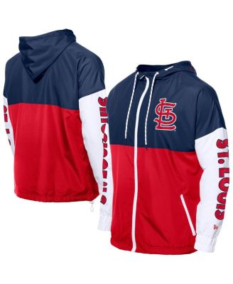 New Era - Men's Red/Navy St. Louis Cardinals Color Block Full-Zip Hoodie Windbreaker