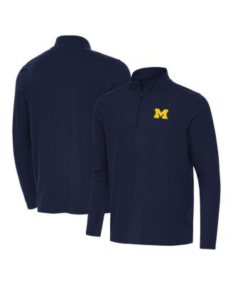 Antigua - Men's Navy Michigan Wolverines Intent Quarter-Zip Sweatshirt