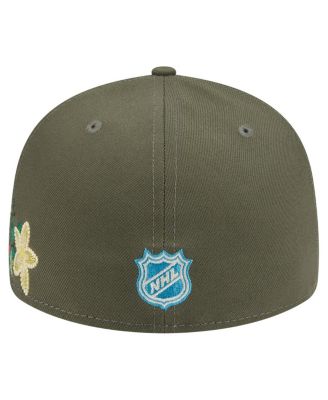 Men's Olive Chicago Blackhawks Tonal Florals 59FIFTY Fitted Hat