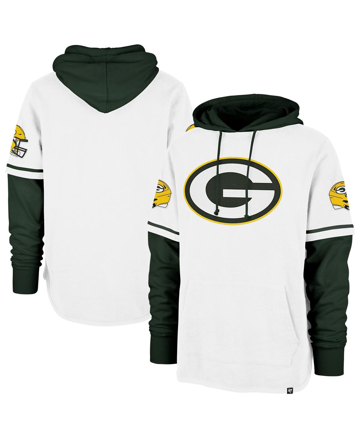 Men's White Green Bay Packers Trifecta Shorts Sweatshirt Pullover Hoodie - White