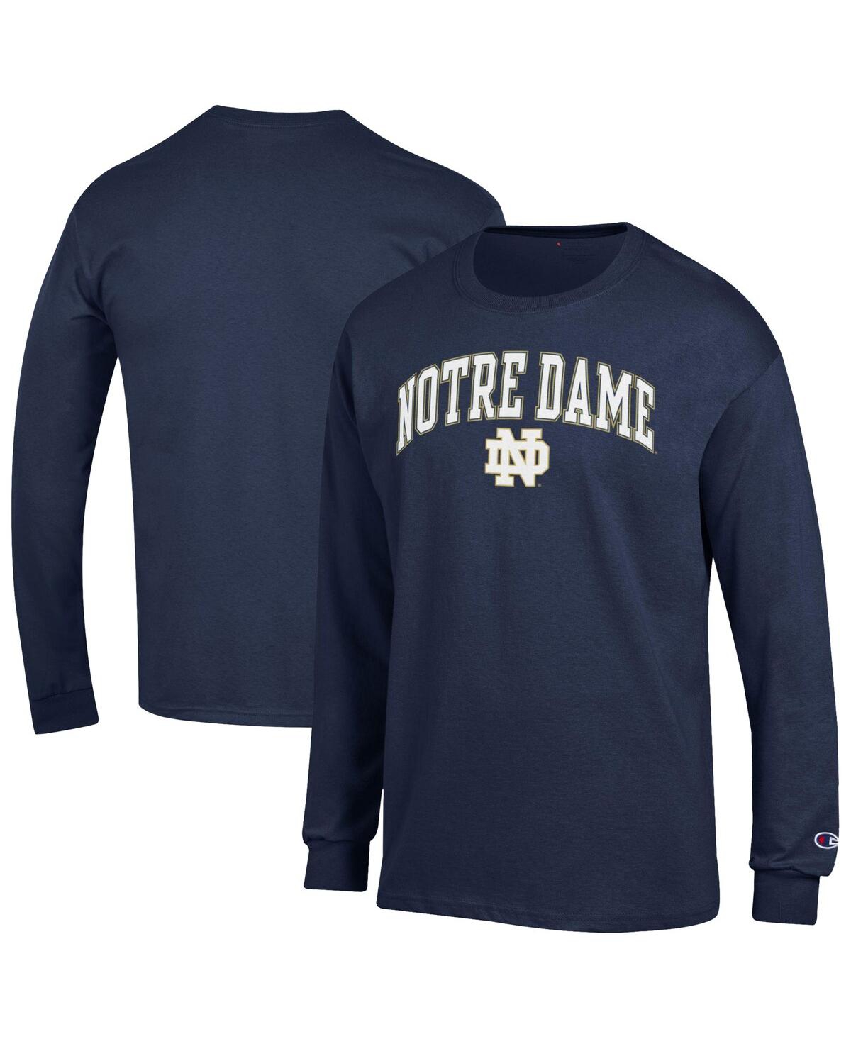 Champion Men's Notre Dame Fighting Irish Arch Over Logo Long-Sleeve Crewneck T-Shirt - Navy