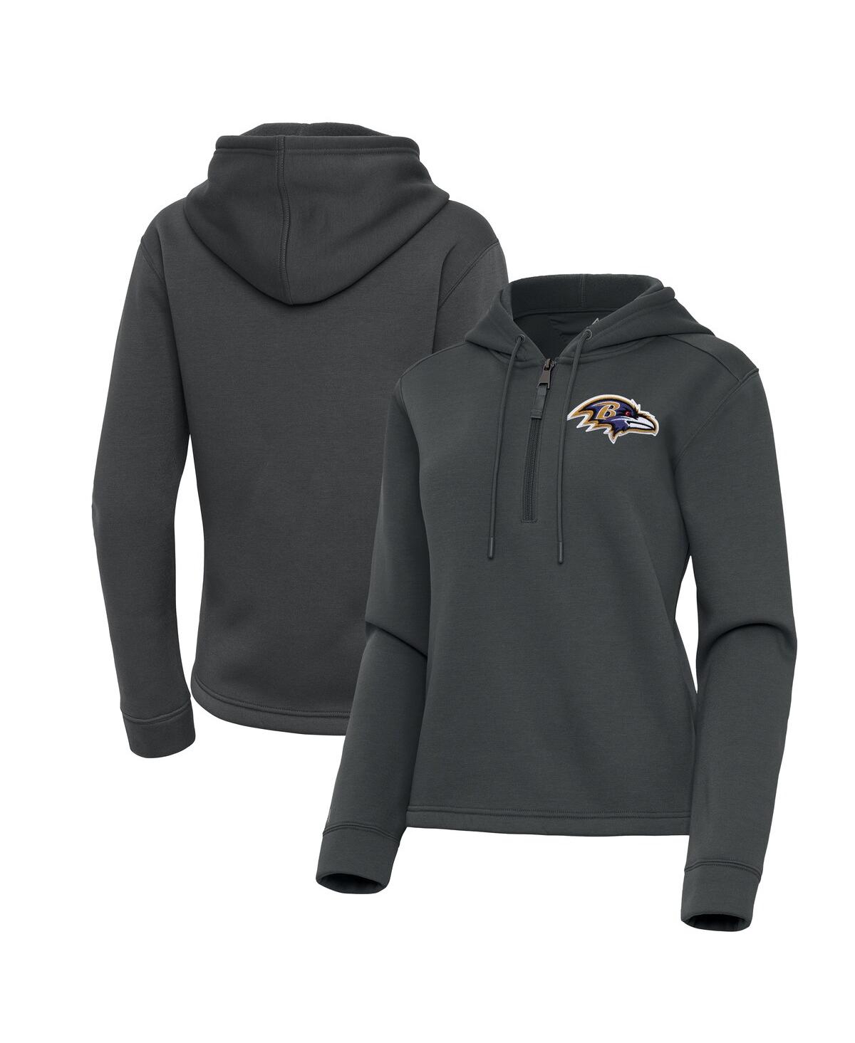Women's Pewter Baltimore Ravens Contemporary Quarter-Zip Hoodie - Pewter
