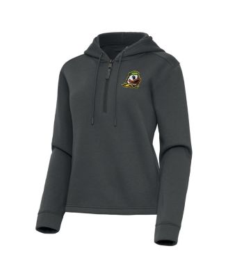 Antigua - Women's Pewter Oregon Ducks Contemporary Quarter-Zip Hoodie