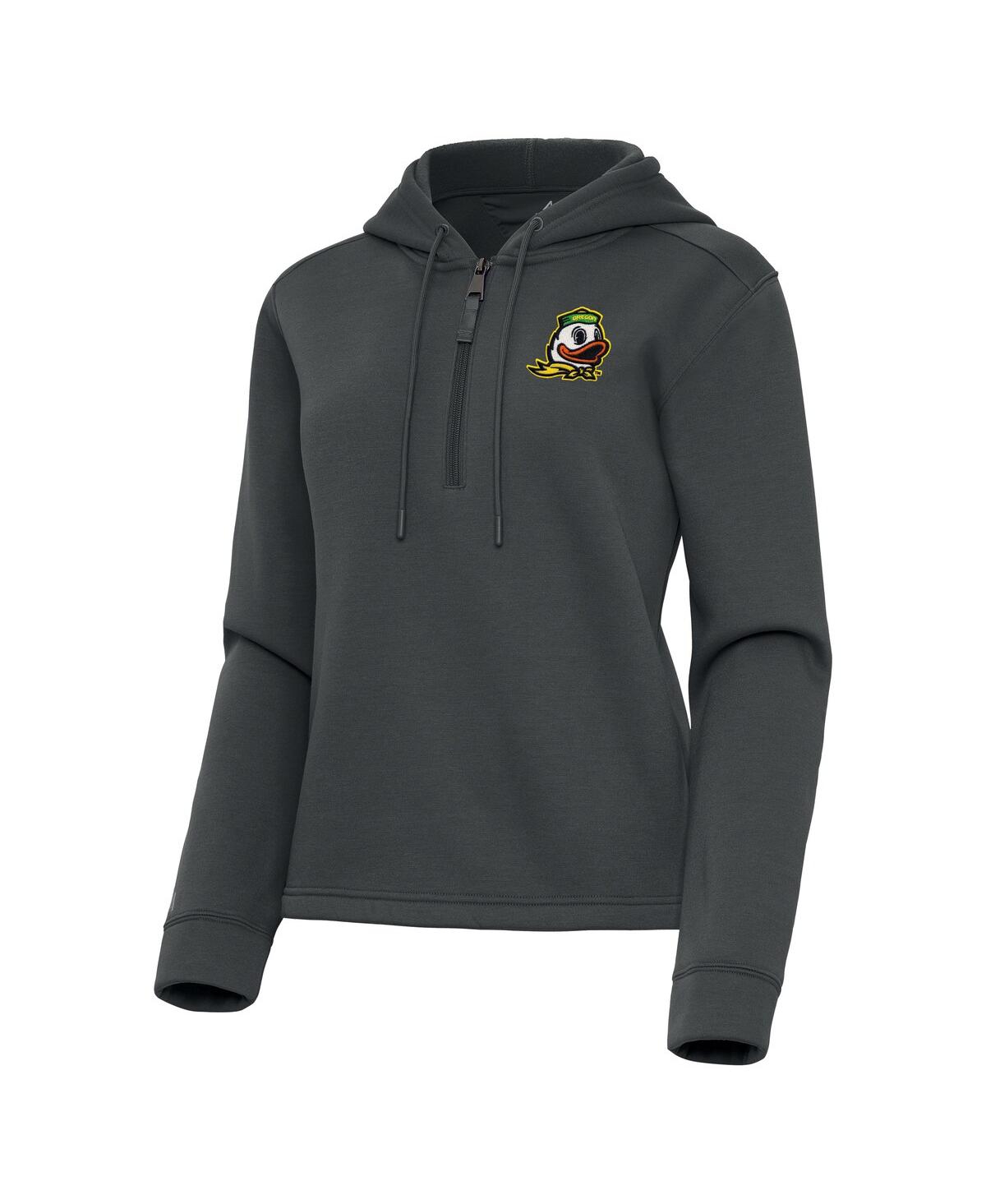 Women's Pewter Oregon Ducks Contemporary Quarter-Zip Hoodie - Pewter