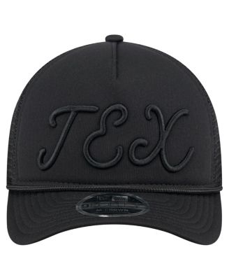 Men's Black Texas Rangers City Initial 9FORTY A-Frame M-Crown Adjustable Trucker Hat