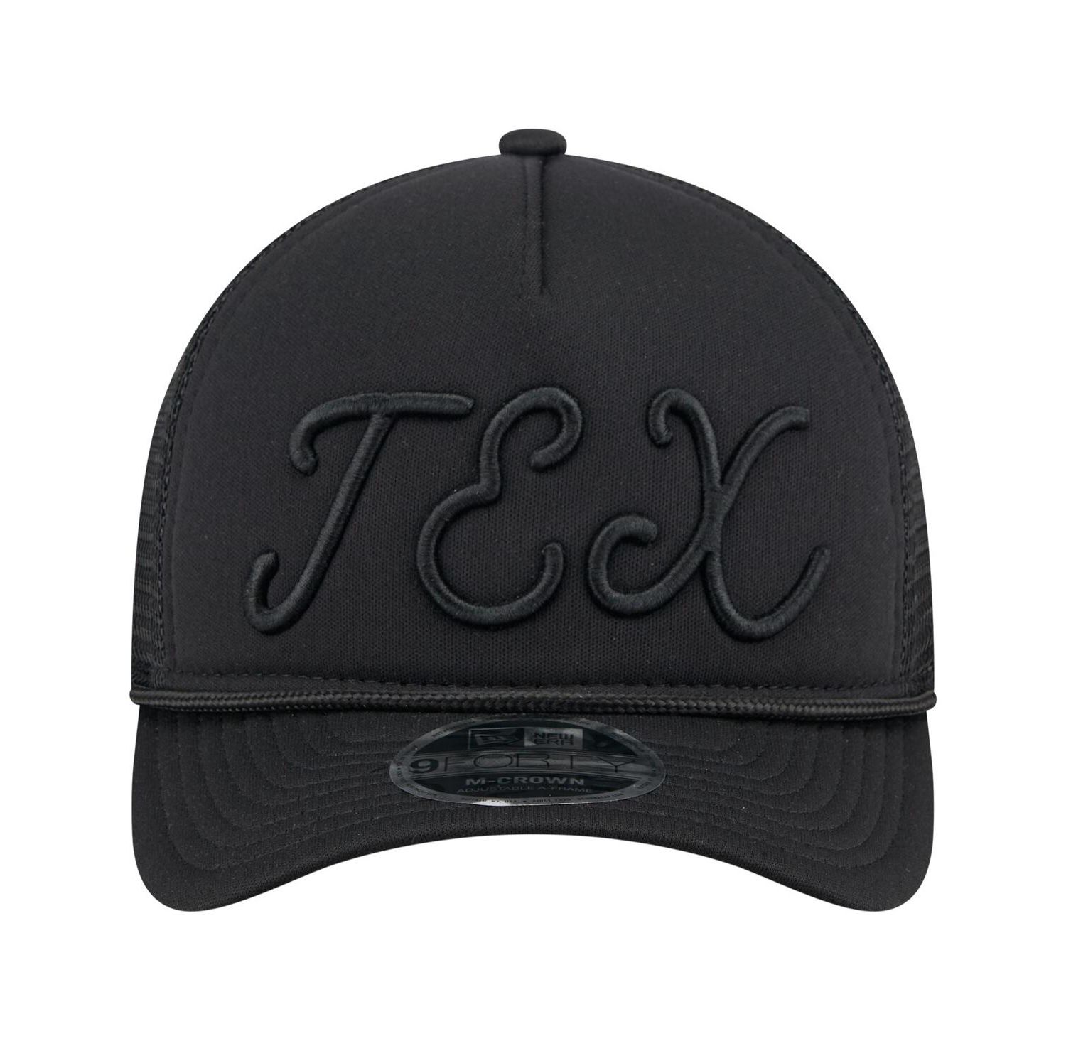 Men's Black Texas Rangers City Initial 9FORTY A-Frame M-Crown Adjustable Trucker Hat