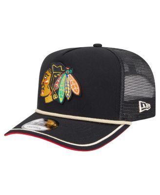 New Era - Men's Black Chicago Blackhawks Vintage Team Rope A-Frame 9FIFTY Snapback Hat